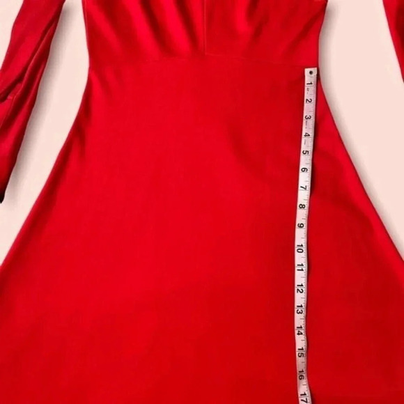Winser London Flared Bow Detail Midi Dress Red - Picture 8 of 14